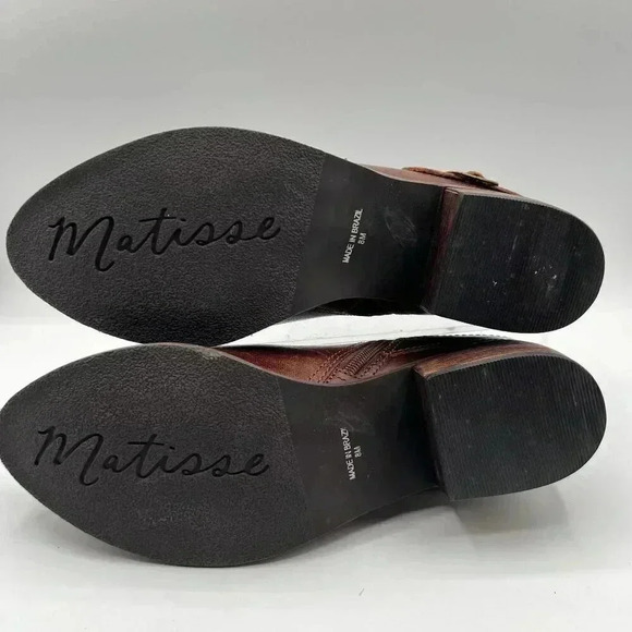 Matisse Kate Ankle Booties 8 M Womens Smooth Distressed Leather Buckle Strap Zip - Picture 16 of 16